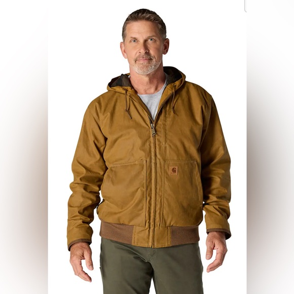 Carhartt Other - Carhartt Men's Brown Waxed Hooded Bomber Jacket Warm S Small